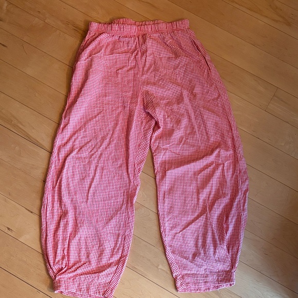 cut loose Pants - cut loose Pink Gingham Elastic Cuff Casual Pants